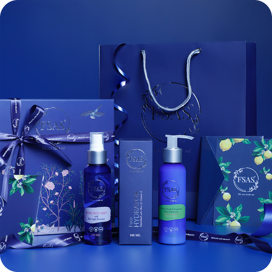 FSAS Luxury Facial Gift Set: Green Tea & Cinnamon Face Cleanser, Face Hydrator and Rose Mist