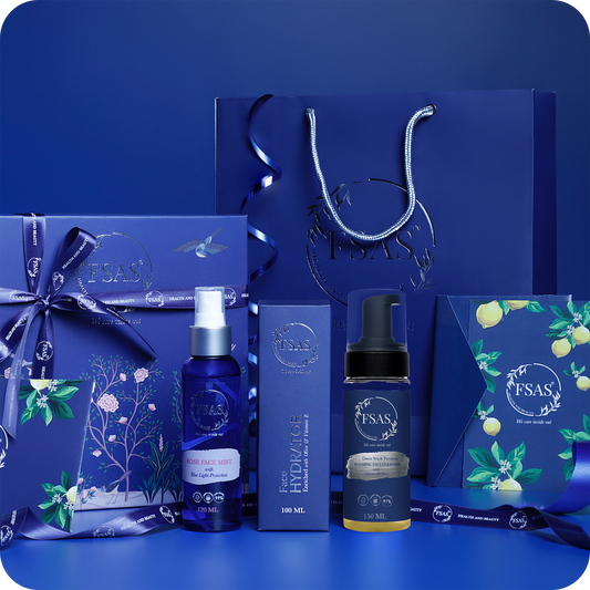 FSAS Luxury Facial Gift Set: Green Tea & Turmeric Face Cleanser, Face Hydrator and Rose Mist